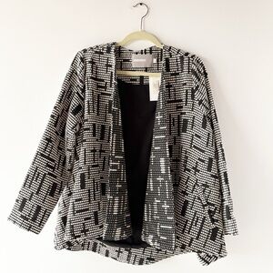 NWT Hunter Bell Kate Coat Speckle Black White Swing M Medium